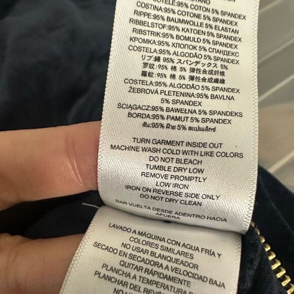 Michael Kors Womens Velvet Blue Full‎ Zip Jacket Mock Neck Size Large Pockets - Picture 9 of 10